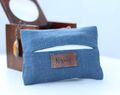 Personalized Travel Tissue Holder made of Elegant blue linen Great 50th birthday idea for mom