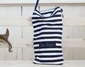 Nautical hair dryer bag for beach house Personalized navy blue stripes hair dryer holder for Airbnb