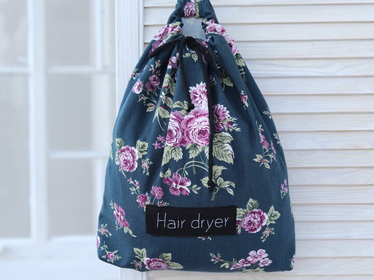 Bolsa Para Secador De Pelo, Soporte Floral Para Secador De Pelo, Decoración De Estilo Inglés, Organizador De Accesorios