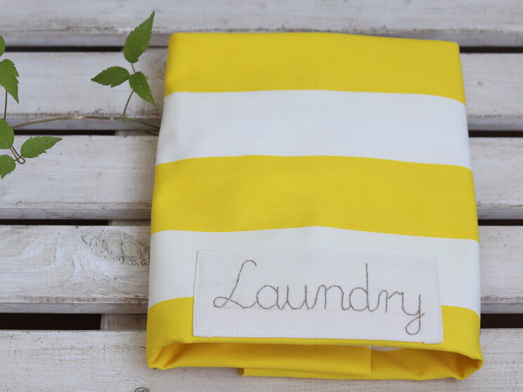 Extra Large Laundry Organizer Yellow Cotton Hanging Dirty Clothes Bag