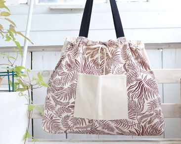 Large Summer cotton bag  Simple casual Beach bag with pockets