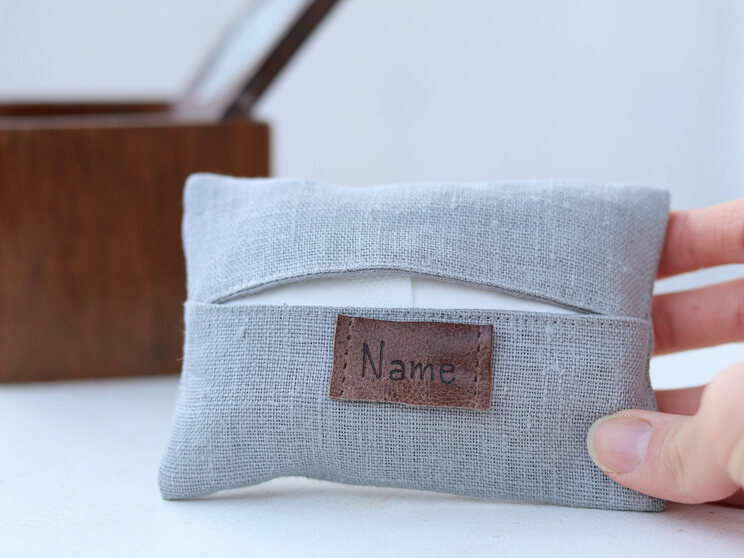 Elegant Gray Personalized Pocket Tissue Holder Birthday Idea Or Wedding Gifts