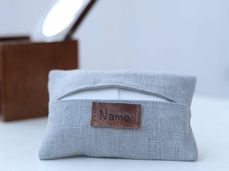 Elegant Gray Personalized Pocket Tissue Holder Birthday Idea Or Wedding Gifts