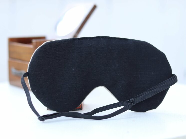 Beige Linen Eye Cover, Adjustable Sleeping Mask Travel Gift