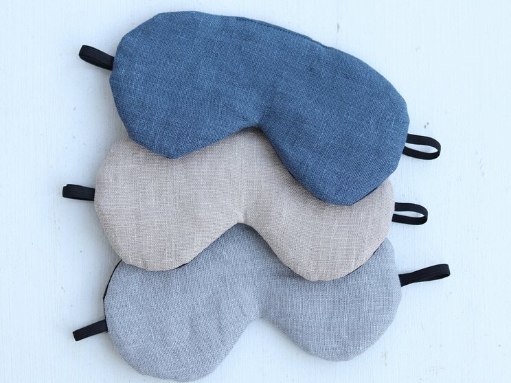 Beige Linen Eye Cover, Adjustable Sleeping Mask Travel Gift