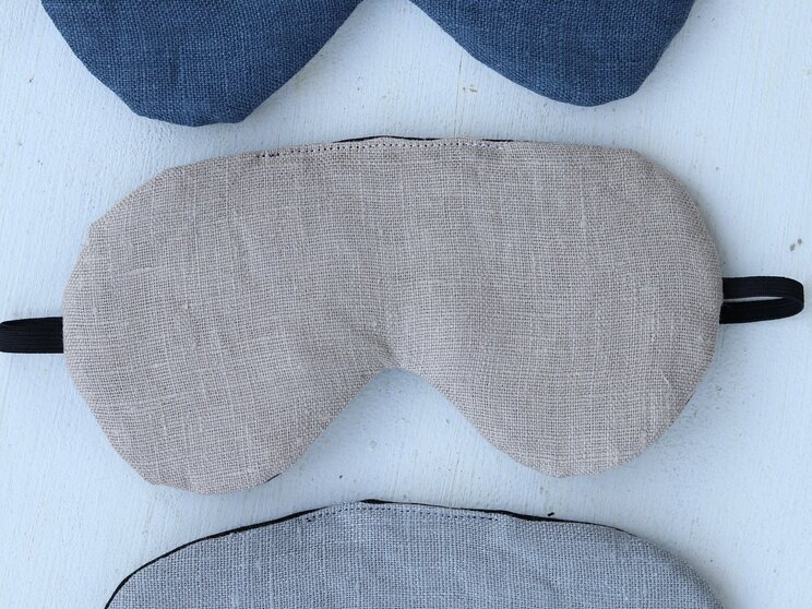 Beige Linen Eye Cover, Adjustable Sleeping Mask Travel Gift