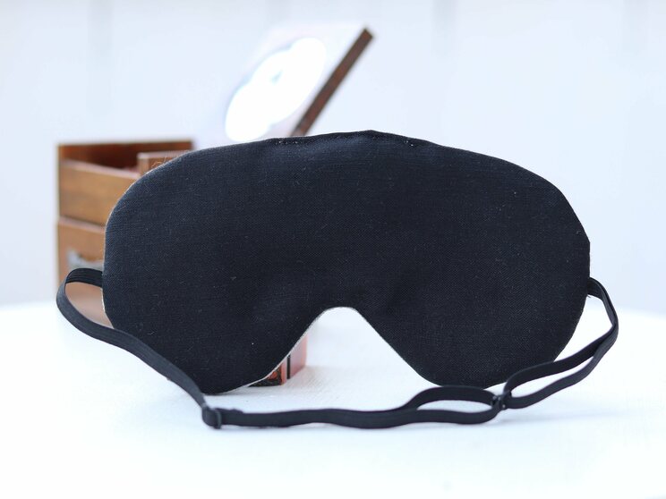 Elegant Gray Linen Sleeping Eye Mask, Adjustable Eye Cover For Travel