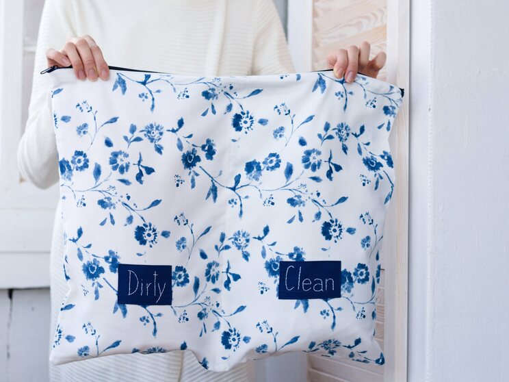 Travel Organizer For Clothes, Dirty Clean Packing Organizer, Blue Floral Pattern Travel Accessories, Underwear Organizer