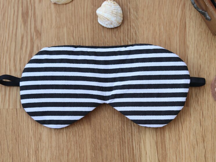 Black And White Stripes Adjustable Sleeping Eye Mask, Soft Eye Cover For Travel