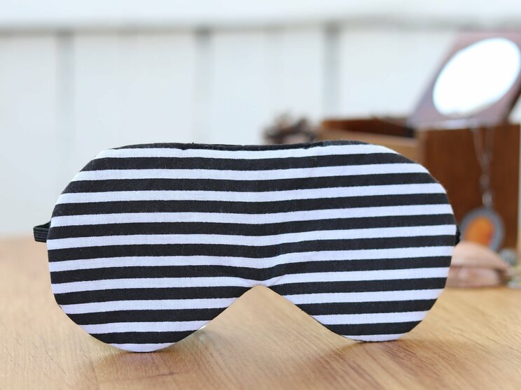 Black And White Stripes Adjustable Sleeping Eye Mask, Soft Eye Cover For Travel