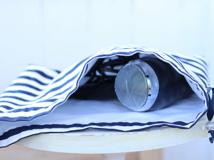 Bolsa Para Secador De Pelo Azul Marino Para Casa De Playa, Soporte Para Secador De Pelo A Rayas, Organizador Para