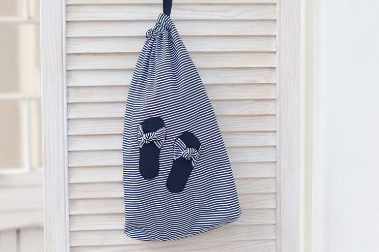 Cute Shoe Bag Organizer Gift For Her Navy Blue Stripes Travel Shoe Bag