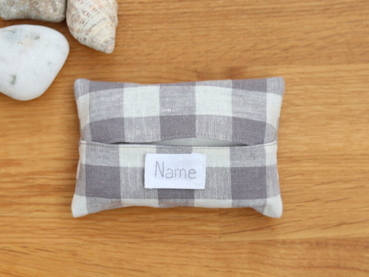 Personalised Gray Linen Tissue Holder, Pocket Tissue Case , Elegant 50th Birthday Idea Gifts For Dad