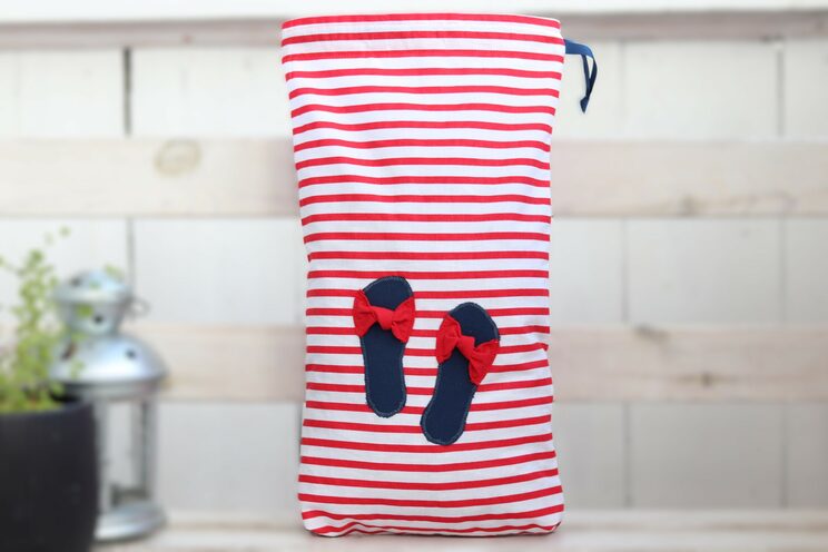 Cute Gift For Her Shoe Bag Organizer Made Of Red Stripes Travel Shoe Bag