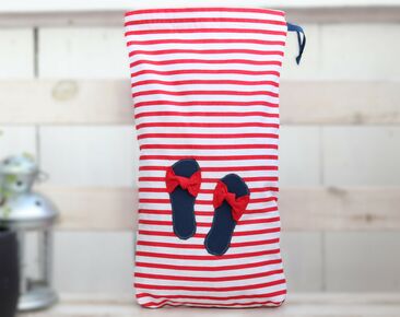 Cute gift for her Shoe bag organizer made of Red Stripes Travel shoe bag