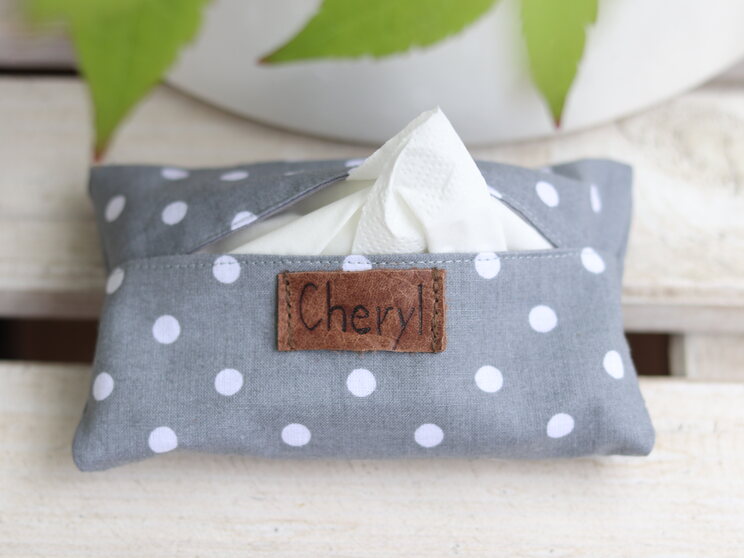 Gray Elegant Personalized Pocket Tissue Holder 45th Birthday Gift Idea For Mom