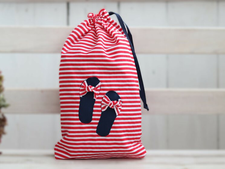 Red Stripes Shoe Bag Travel Suitacase Organizer, Cute Travel Shoe Bag, Original Gift For Her