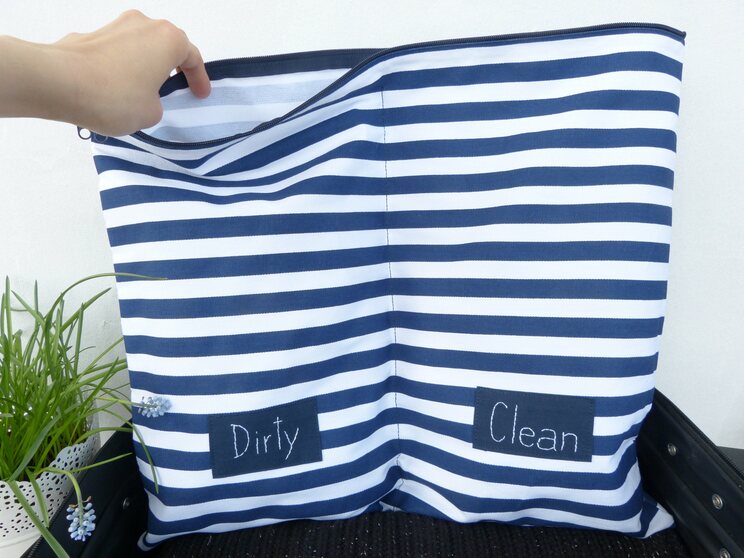 Dirty Clean Navy Blue Clothes Organizer Bag, Travel Accessories, Packing Organizer, Underwear Bag