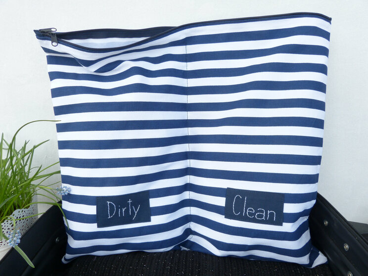 Dirty Clean Navy Blue Clothes Organizer Bag, Travel Accessories, Packing Organizer, Underwear Bag