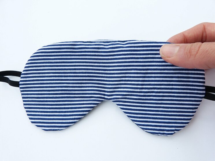 Horizontal Stripes Sleeping Eye Mask, Adjustable Navy Blue Eye Sleep Cover, Organic Travel Gifts For Her