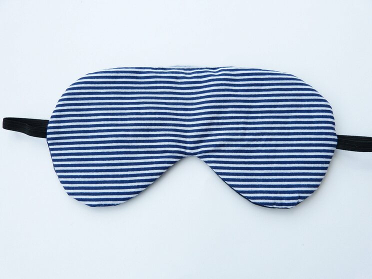 Horizontal Stripes Sleeping Eye Mask, Adjustable Navy Blue Eye Sleep Cover, Organic Travel Gifts For Her