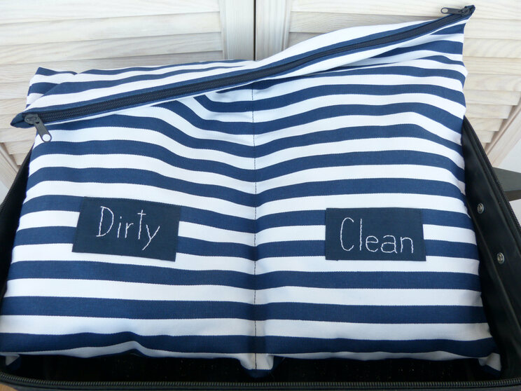 Dirty Clean Navy Blue Clothes Organizer Bag, Travel Accessories, Packing Organizer, Underwear Bag