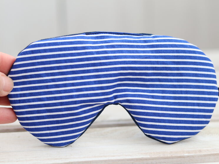 Blue Stripes Adjustable Sleeping Eye Mask Cotton Travel Gift Mīksts Acu Vāks Ceļojumiem