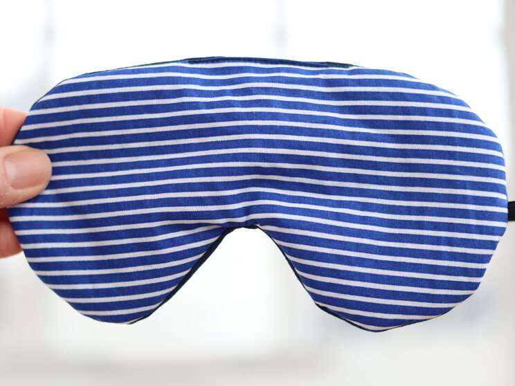 Blue Stripes Adjustable Sleeping Eye Mask Cotton Travel Gift Mīksts Acu Vāks Ceļojumiem