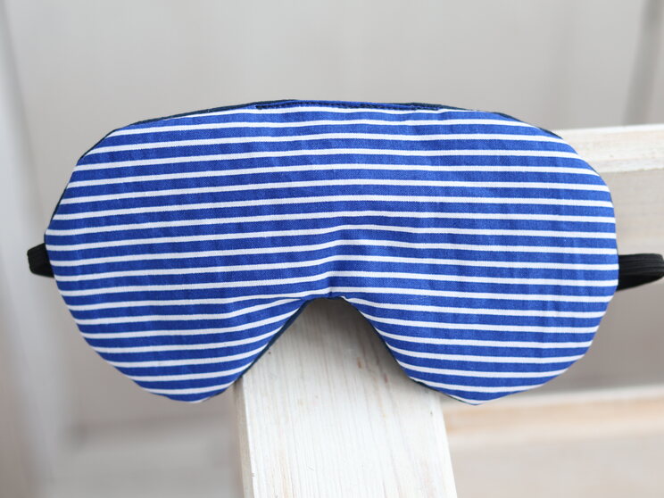 Blue Stripes Adjustable Sleeping Eye Mask Cotton Travel Gift Mīksts Acu Vāks Ceļojumiem