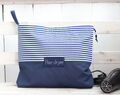 Personalized Hair Dryer Bag, Navy Blue Blow Dryer Holder, Hair Dryer Organizer, Flannel Lining