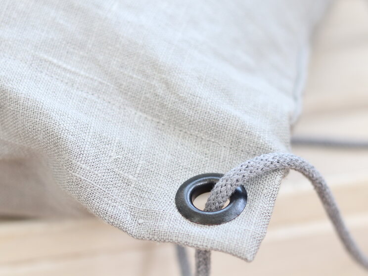 Gray Linen Backpack With Zippered Pocket Lightweight Travel Gift Drawstring Minimalist Backpack Medium Size