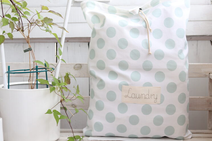 Mint Personalized Kids Laundry Nursery Storage Laundry Hamper With Polka Dots Pattern